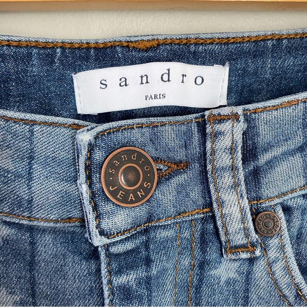 SANDRO Paris Star-print Skinny Mid-rise Jeans In Blue Ladies 34 or US 2 - Picture 5 of 13